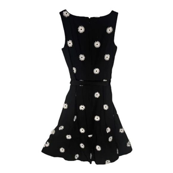 Talbots Black White Floral Flower Applique Fit and Flare Dress Sleeveles… - Picture 5 of 9
